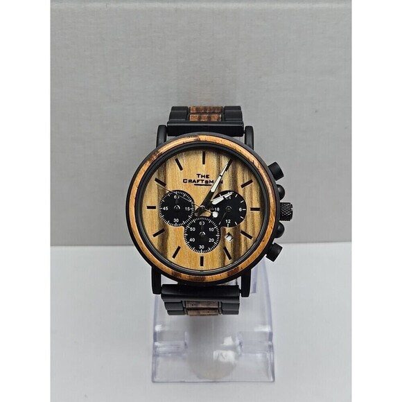 Danbury Mint Other - Danbury Mint The Craftsman Zebrawood Chrono Watch 44mm Quartz New Battery Date